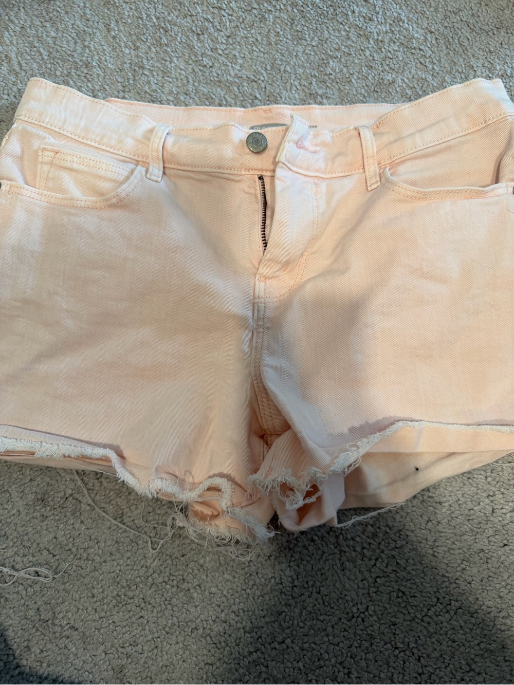 Old Navy Peach Frayed Hem Denim Cutoff Shorts